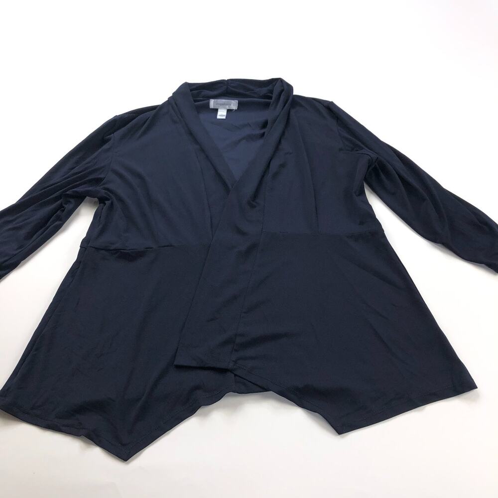 Dress Barn XL Cardigan Lightweight Womens Polyester Spandex Top Blouse Navy Blue